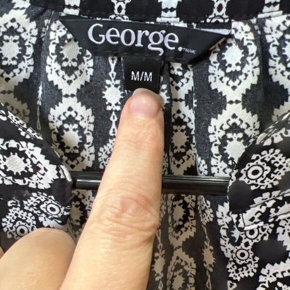 George - Black & White Blouse - Size M - Picture 2 of 5